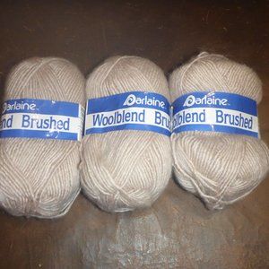 3 Skeins Vintage Darlaine Woolblend Brushed Yarn Color 8 Light Grey 1 3/4 oz ea.